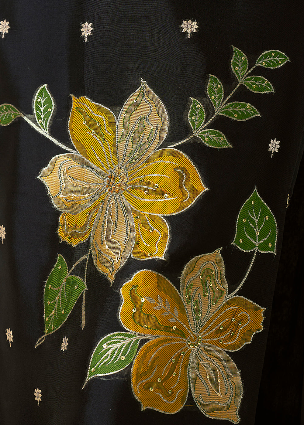 Black Organza with Jacquard weave Reay to wear Salwar & Kurta Set