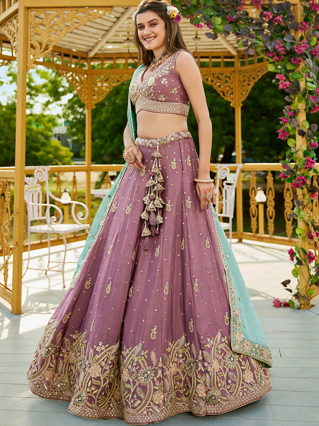 Chinnon Sequinse embroidery Semi-Stitched Lehenga choli & Dupatta
