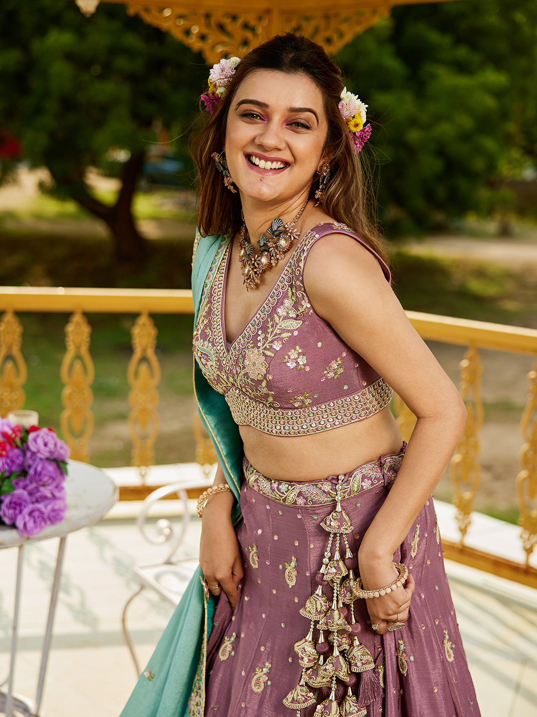 Chinnon Sequinse embroidery Semi-Stitched Lehenga choli & Dupatta