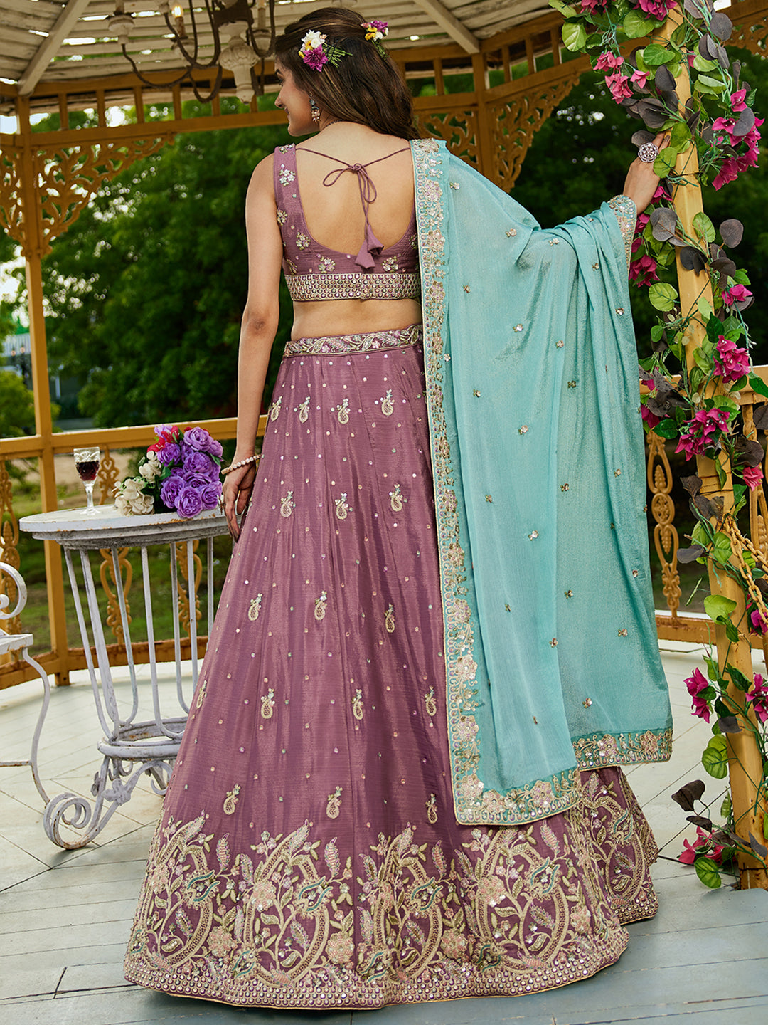 Chinnon Sequinse embroidery Semi-Stitched Lehenga choli & Dupatta