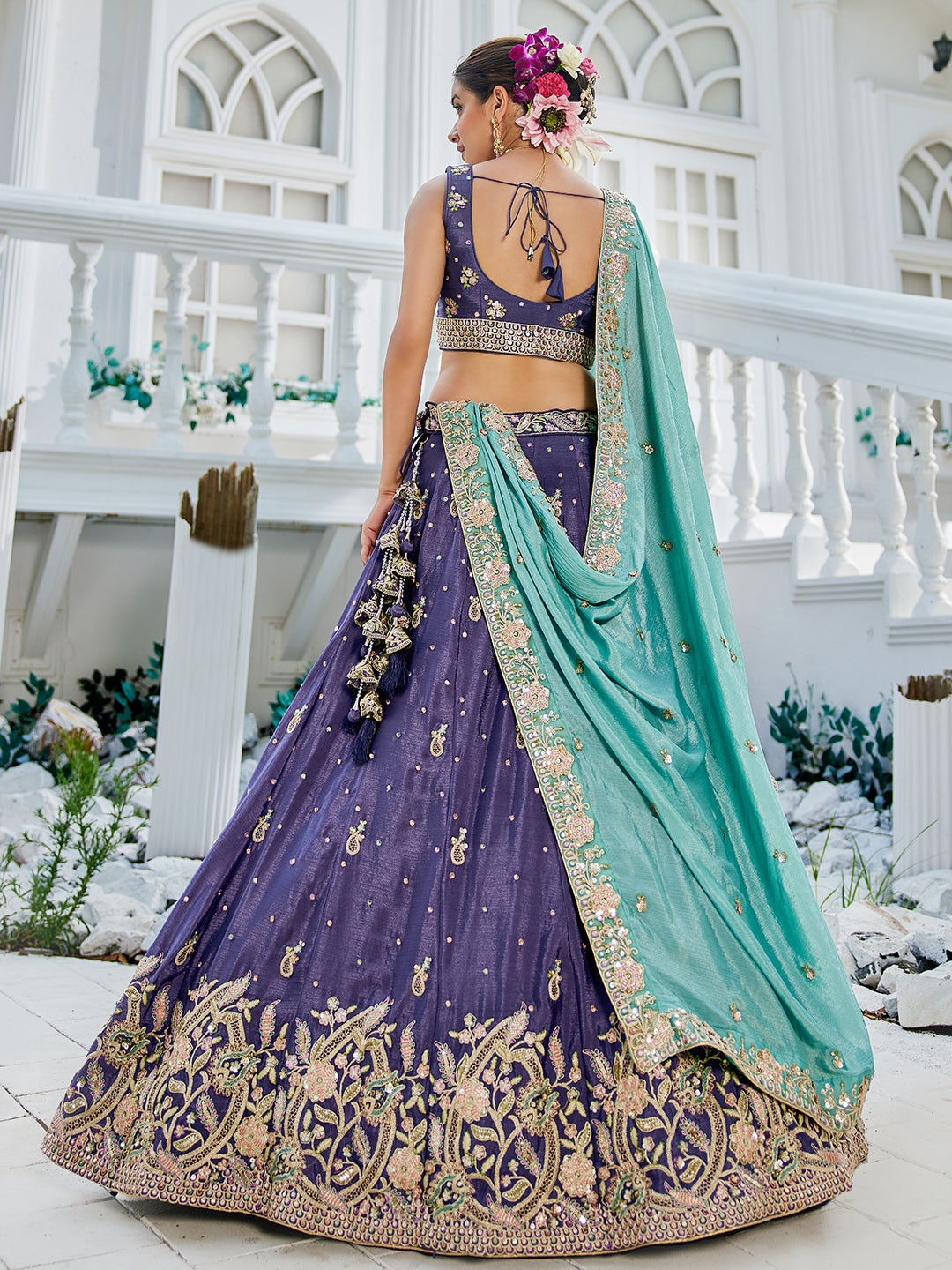 Chinnon Sequinse embroidery Semi-Stitched Lehenga choli & Dupatta