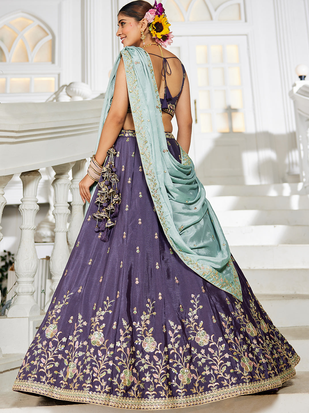 Chiffon Sequinse embroidery Semi-Stitched Lehenga choli & Dupatta