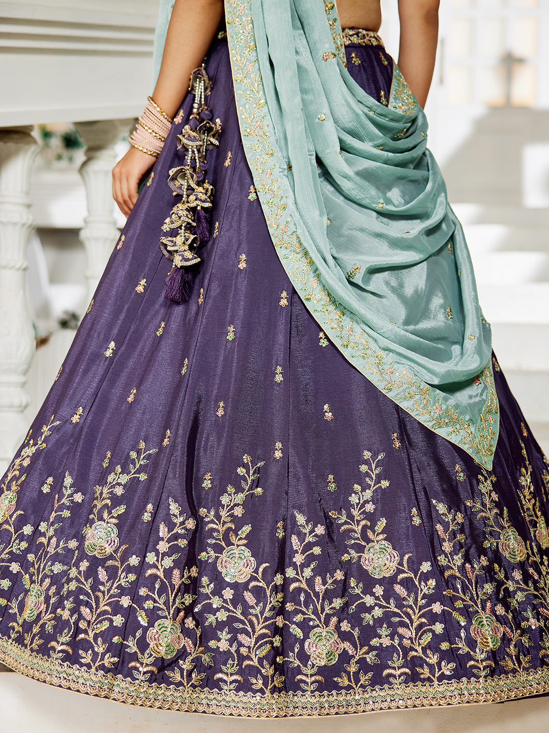 Chiffon Sequinse embroidery Semi-Stitched Lehenga choli & Dupatta