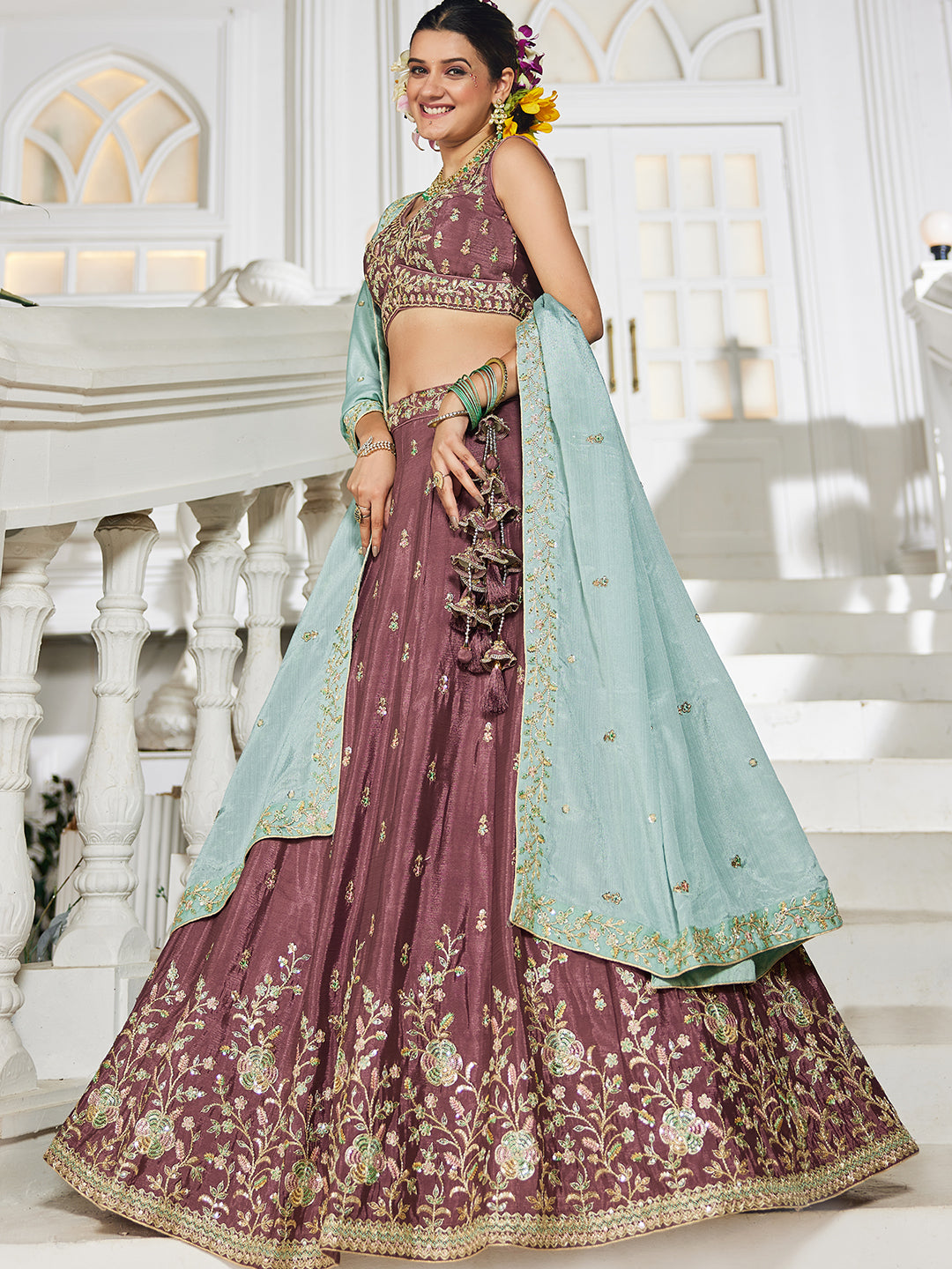 Chiffon Sequinse embroidery Semi-Stitched Lehenga choli & Dupatta