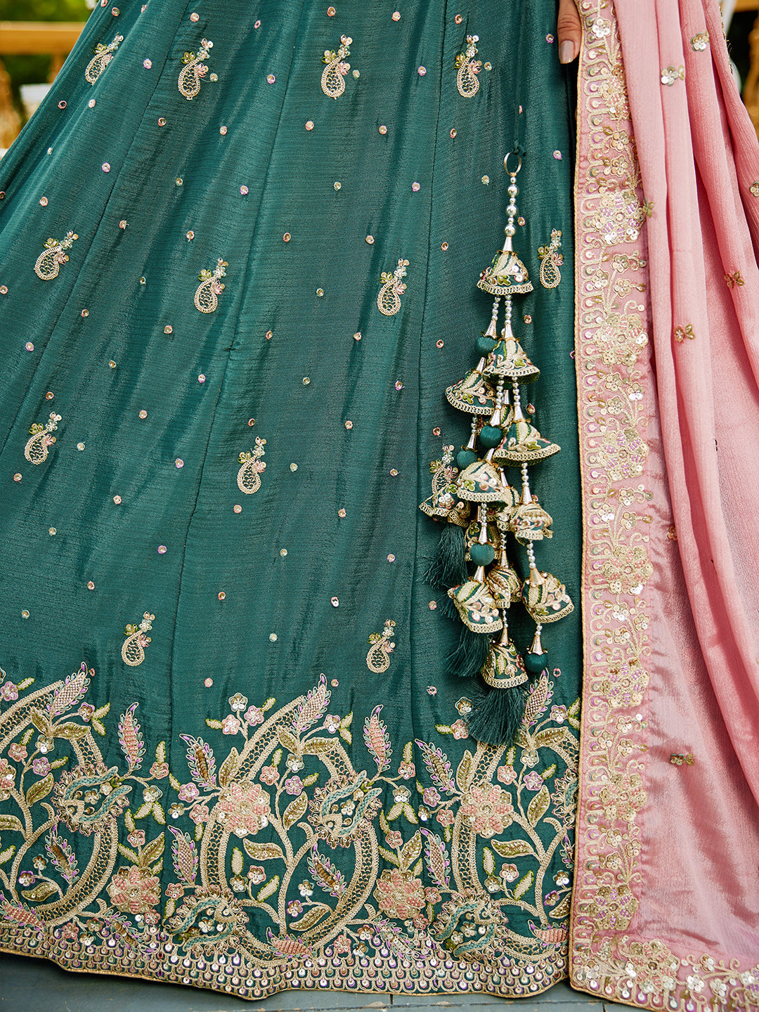 Chinnon Sequinse embroidery Semi-Stitched Lehenga choli & Dupatta