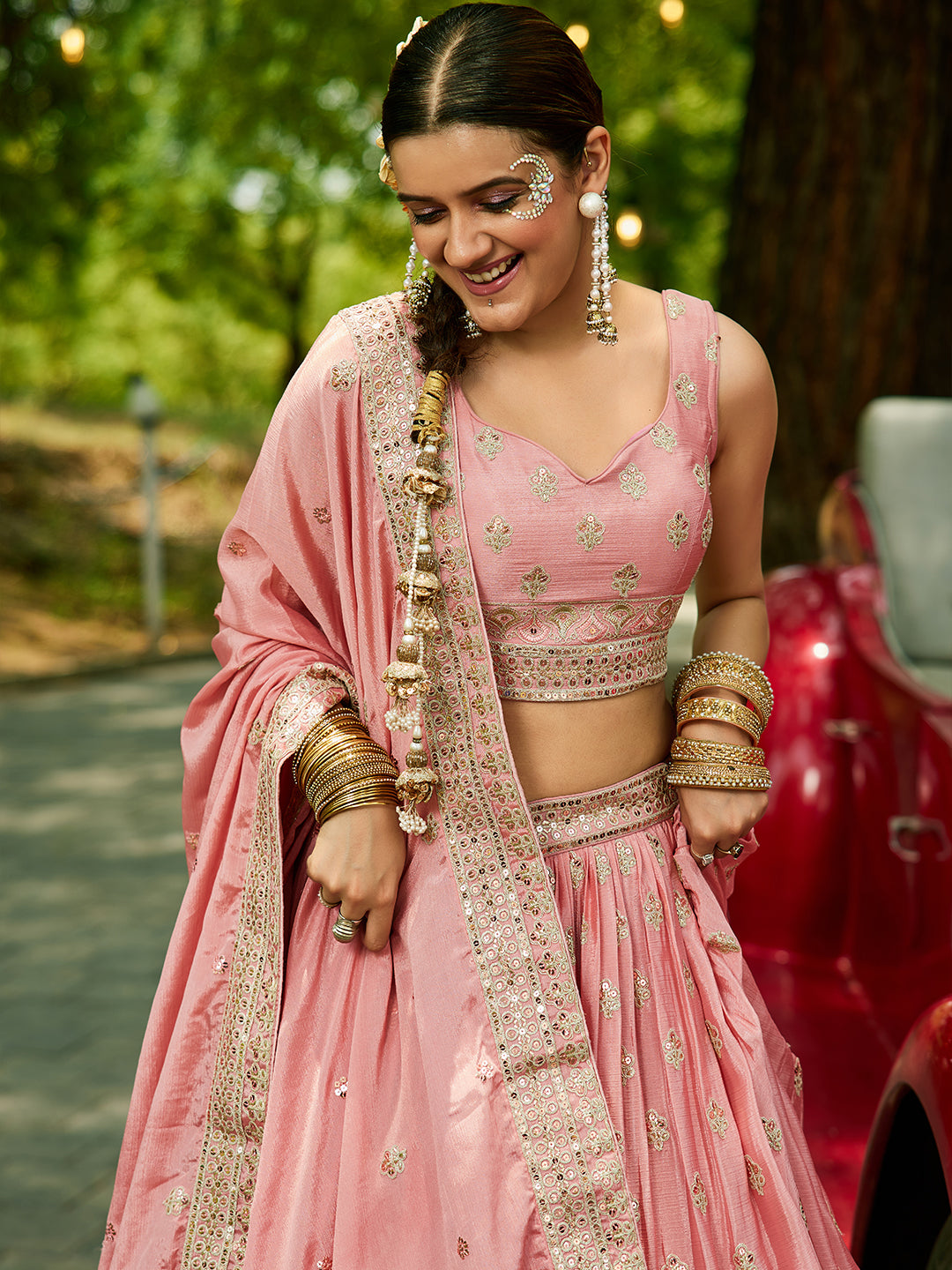 Chiffon Sequinse embroidery Semi-Stitched Lehenga choli & Dupatta