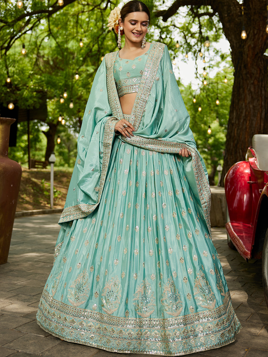 Chiffon Sequinse embroidery Semi-Stitched Lehenga choli & Dupatta